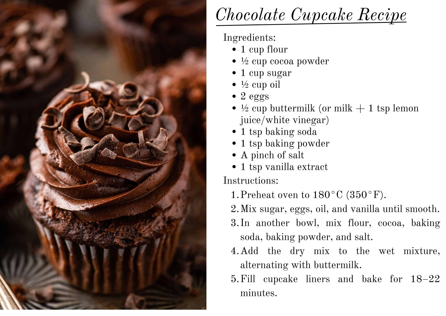 easy chocolate cupcakes recipe