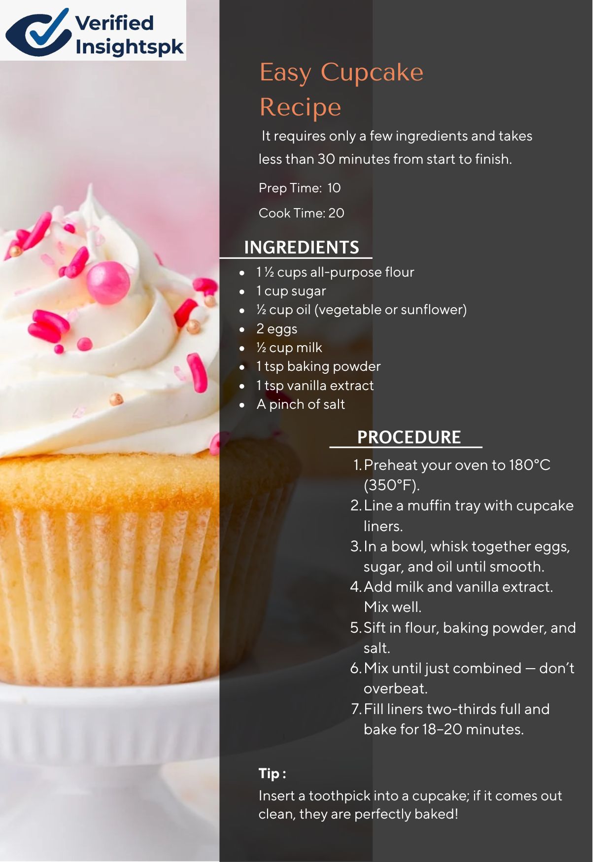 easy vanilla cupcake recipe for beginner