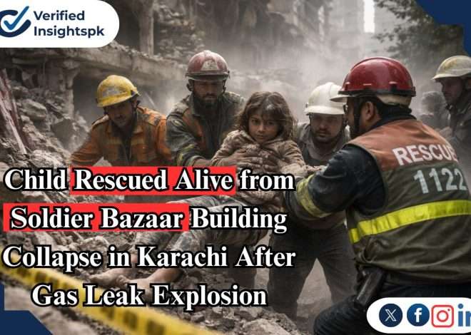 Child Rescued Alive from Soldier Bazaar Building Collapse in Karachi After Gas Leak Explosion
