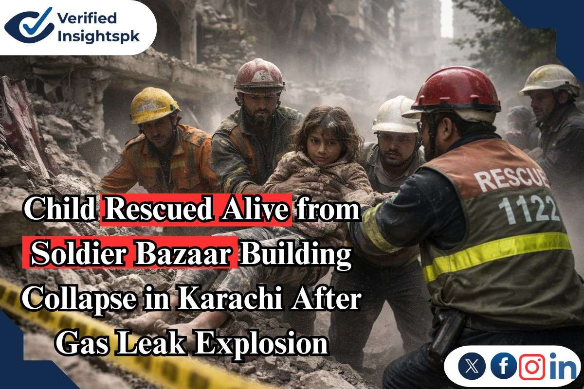 Child Rescued Alive from Soldier Bazaar Building Collapse in Karachi After Gas Leak Explosion