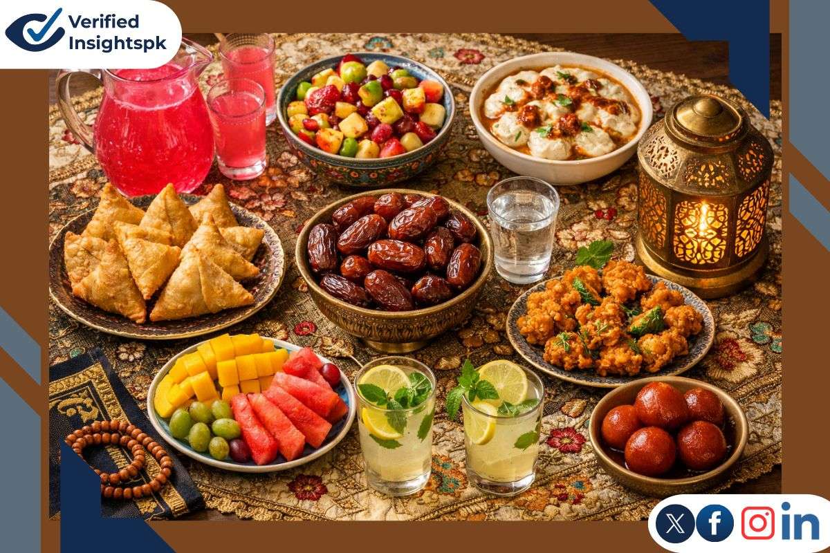 Pakistan mosque at night during Ramzan 2026 with beautiful crescent moon and Islamic lights decoration